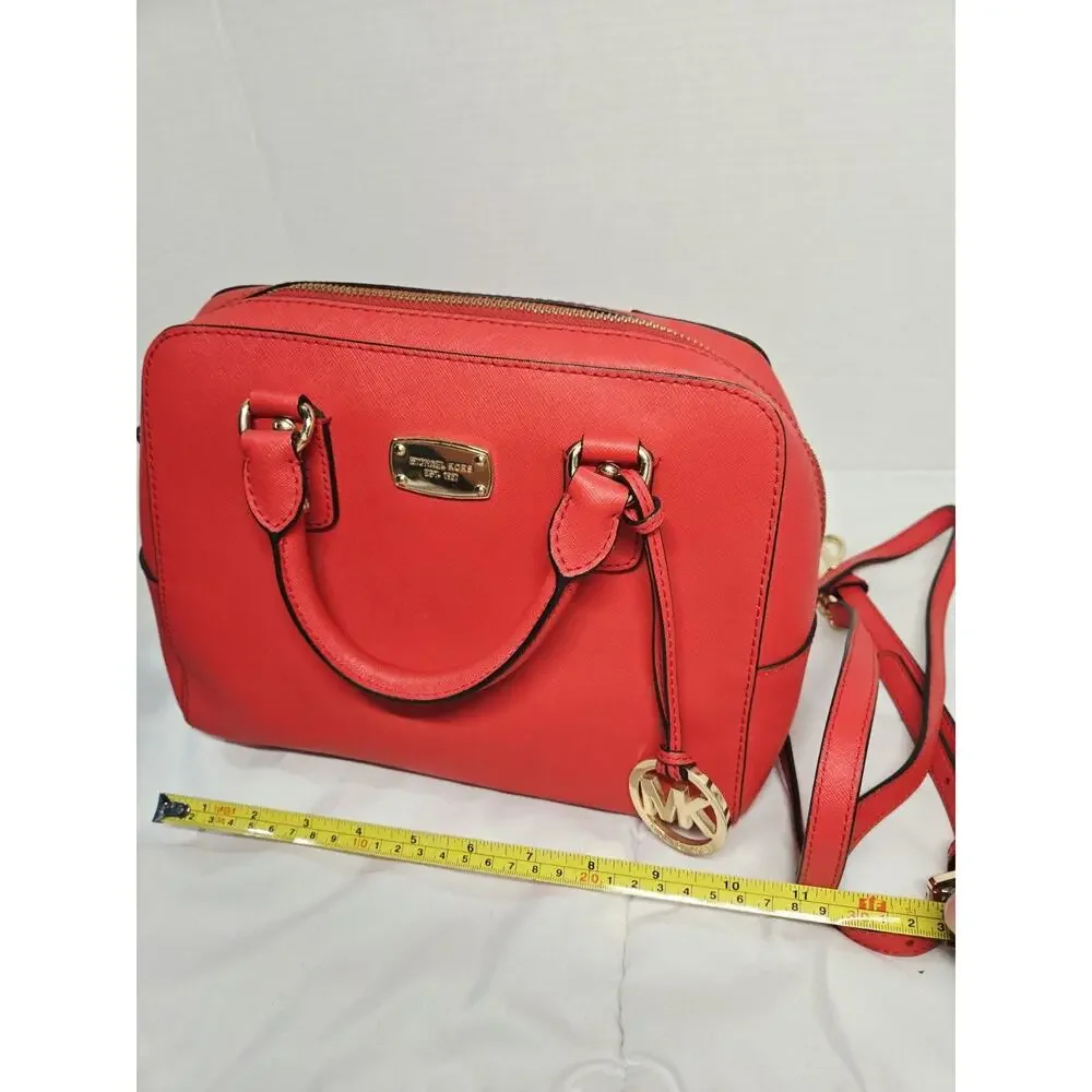 MICHAEL KORS Ciara Women's Handbag Red Saffiano Leather Satchel Casual Strap